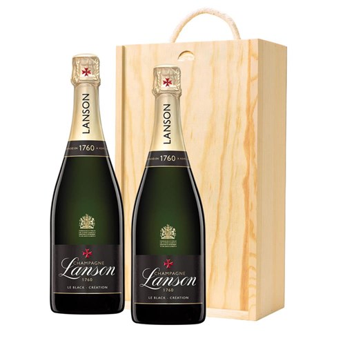 Lanson Le Black Creation Brut Champagne 75cl Double Pine Wooden Gift Boxed (2x75cl)